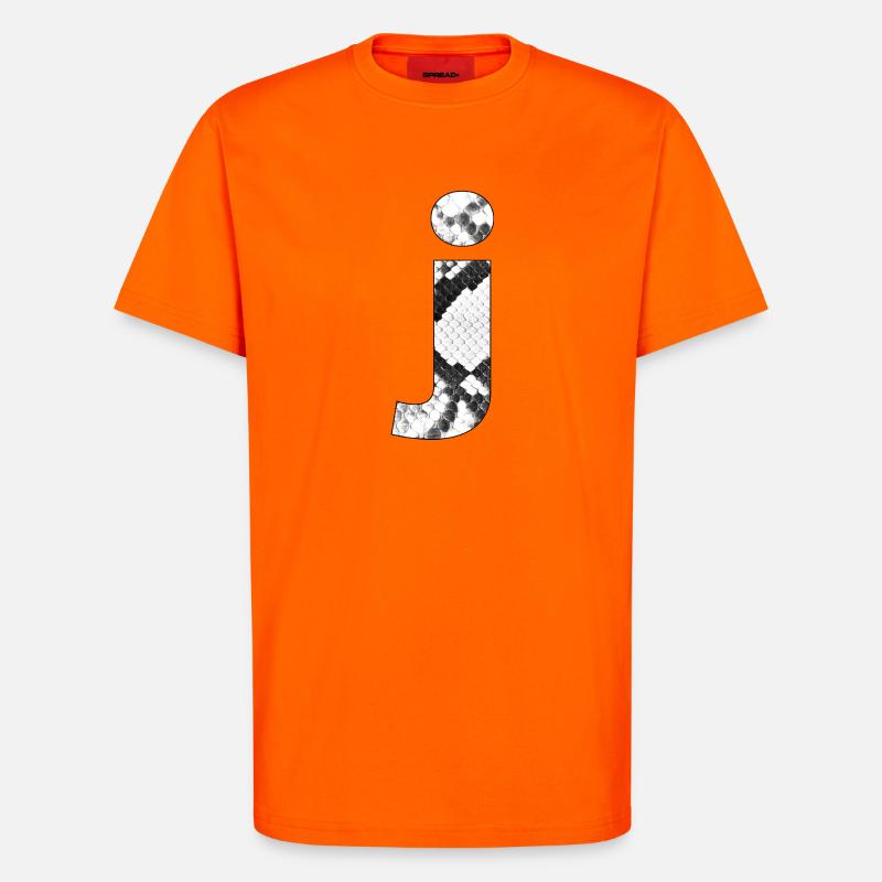 Schlangenmuster Buchstabe j - T-Shirt - made by SPREAD - SUNSET ORANGE