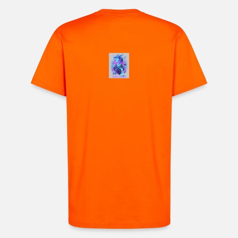 Neon Dragon on Retro Console - T-Shirt - made by SPREAD - SUNSET ORANGE