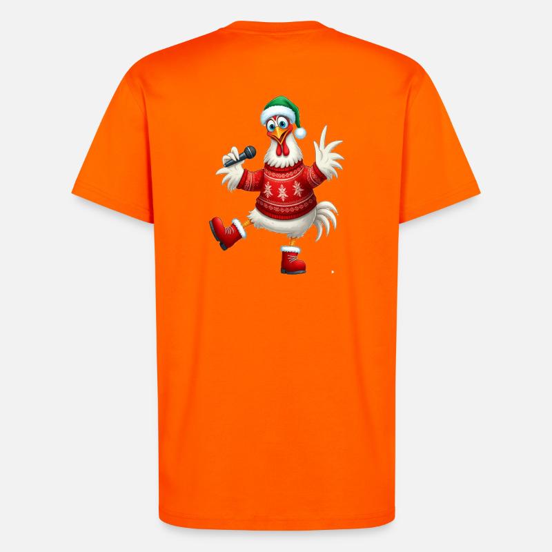 Pull de poule chantante de vacances - T-shirt bio décontracté fabriqué en UE - SUNSET ORANGE