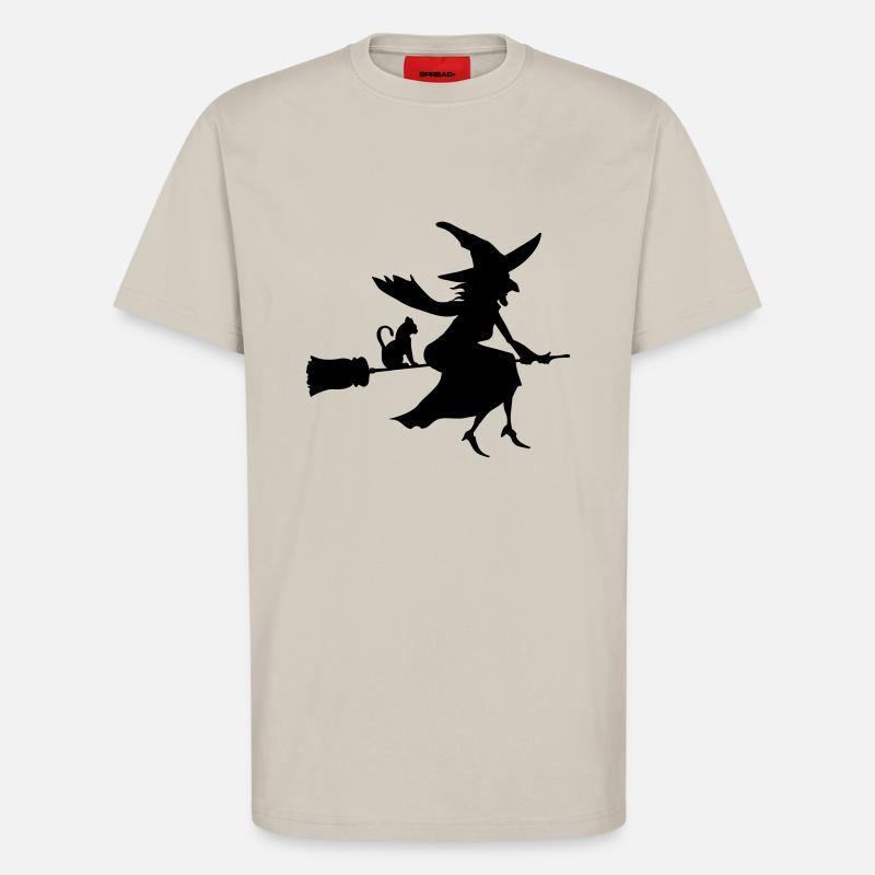 Sorcière et Chat - T-shirt bio décontracté fabriqué en UE - WARM CLAY