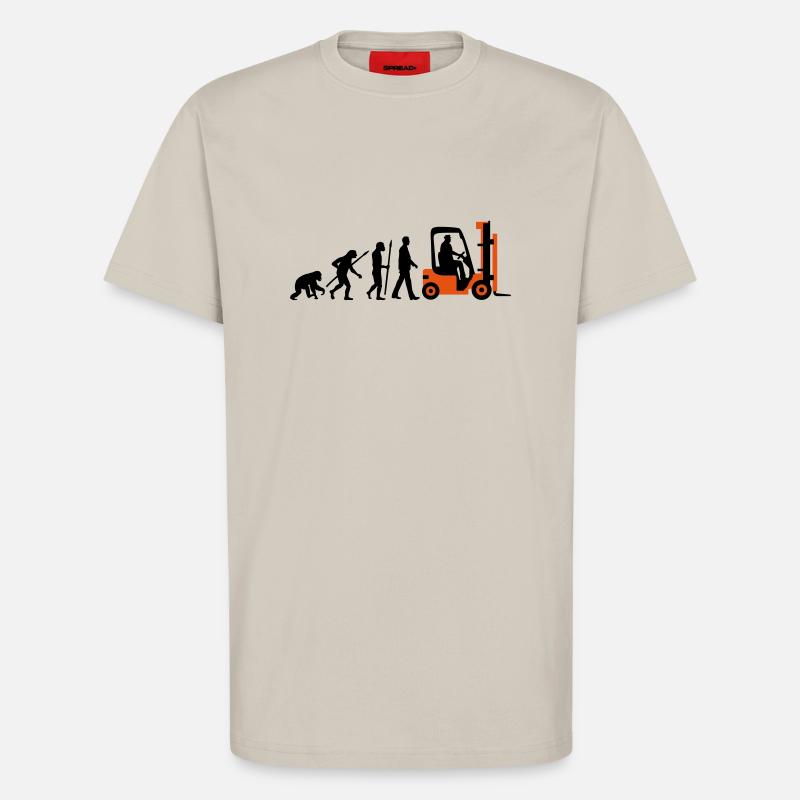 evolution_gabelstapler_122013_b_2c - T-Shirt - made by SPREAD - WARM CLAY