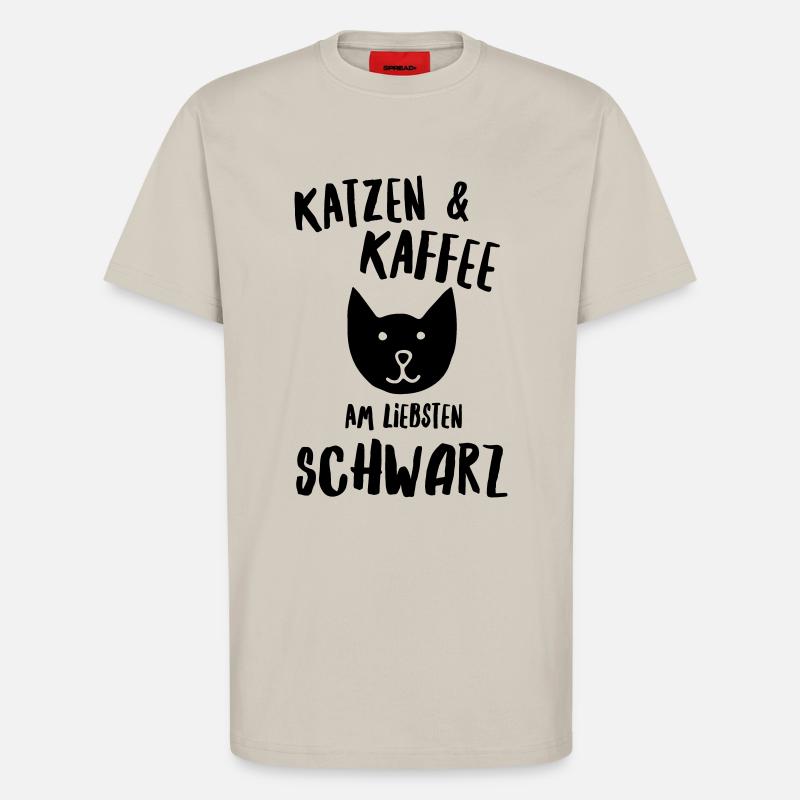 Katzen und Kaffee schwarz - T-Shirt - made by SPREAD - WARM CLAY