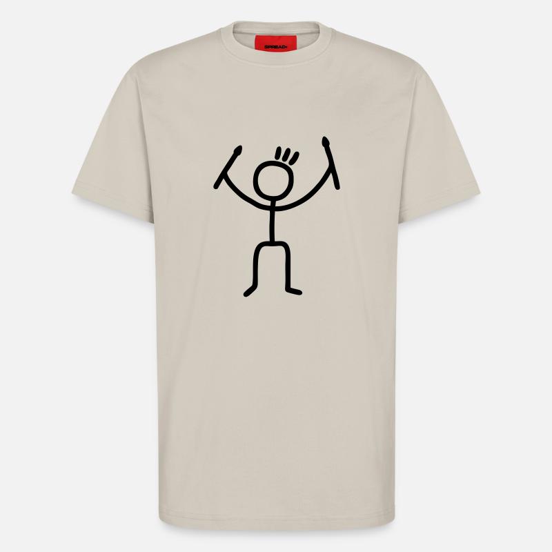 Strichmännchen mit Drumsticks - T-Shirt - made by SPREAD - WARM CLAY