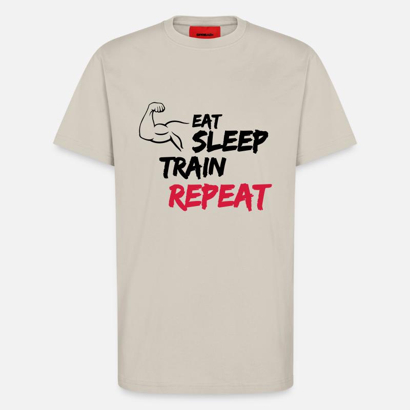 Manger Dormir Train Répéter - T-shirt bio décontracté fabriqué en UE - WARM CLAY