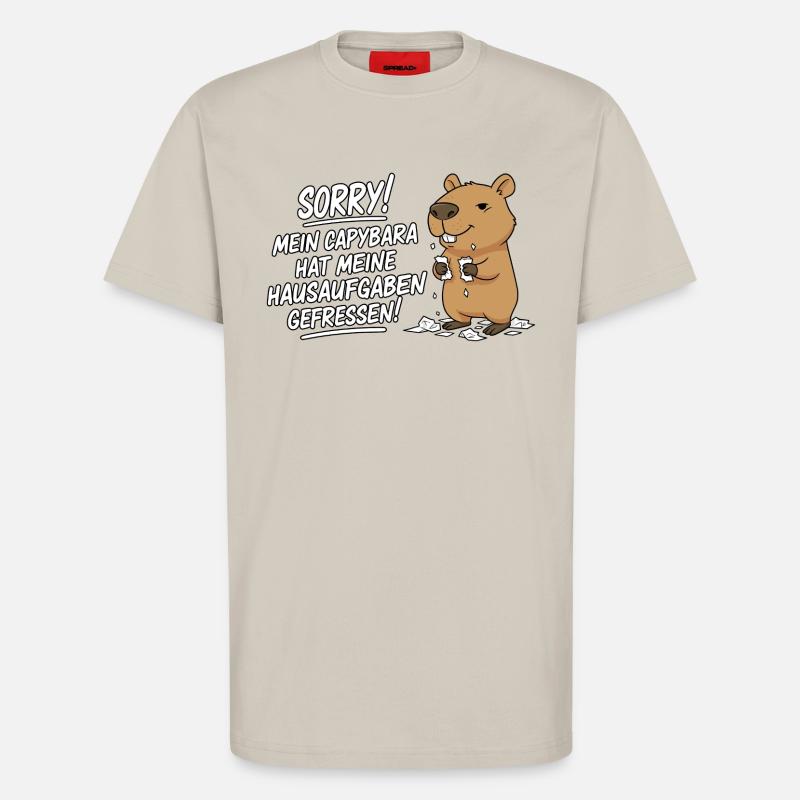 Pardon! Capybara a mangé mes devoirs - T-shirt bio décontracté fabriqué en UE - WARM CLAY