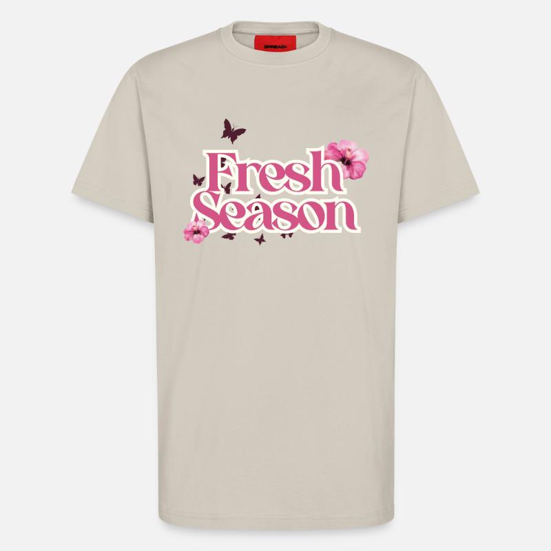 Frische Saison-Blumenschrift - T-Shirt - made by SPREAD - WARM CLAY