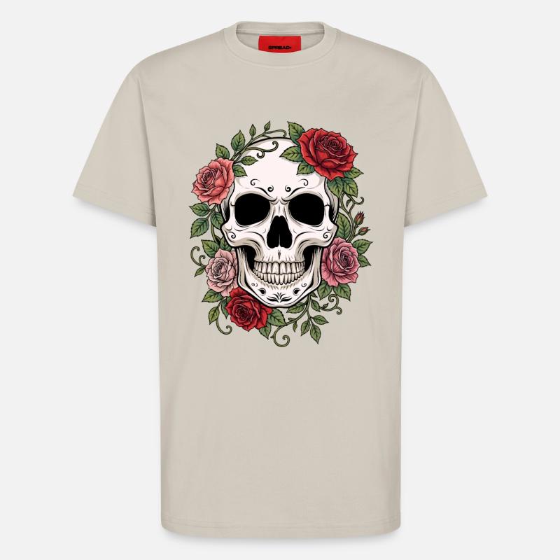 Skull & Red Roses, Gothic, Skull, Rock - T-Shirt - made by SPREAD - WARM CLAY
