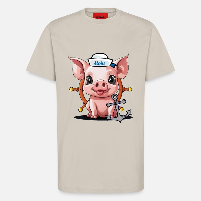 Schwein Glücksgsbringer Matrose Steuermann Moin - T-Shirt - made by SPREAD - WARM CLAY
