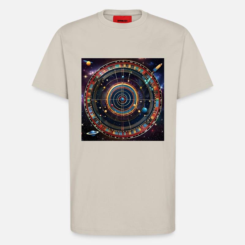 Planetare Präzision - Kosmische Dartscheibe - T-Shirt - made by SPREAD - WARM CLAY