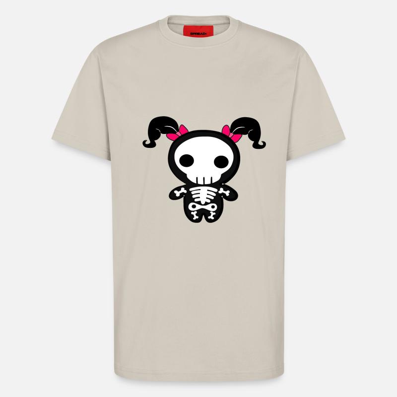 Helloween gerippe Pink Zöpfe gruselig rockabilly - T-Shirt - made by SPREAD - WARM CLAY