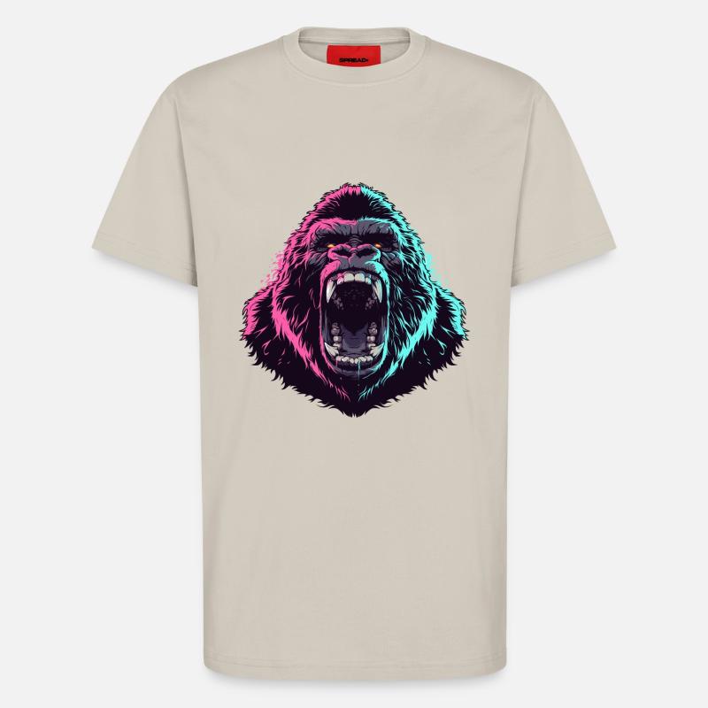 Wütender Gorillakopf im Pop-Art-Stil - T-Shirt - made by SPREAD - WARM CLAY