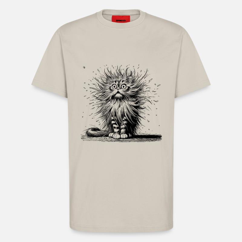 Katze erstaunt, Comic - T-Shirt - made by SPREAD - WARM CLAY