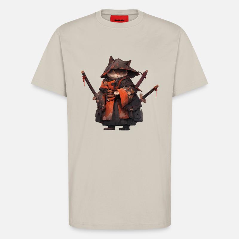 Asien Katze Japanischer Samurais Samurai - T-Shirt - made by SPREAD - WARM CLAY