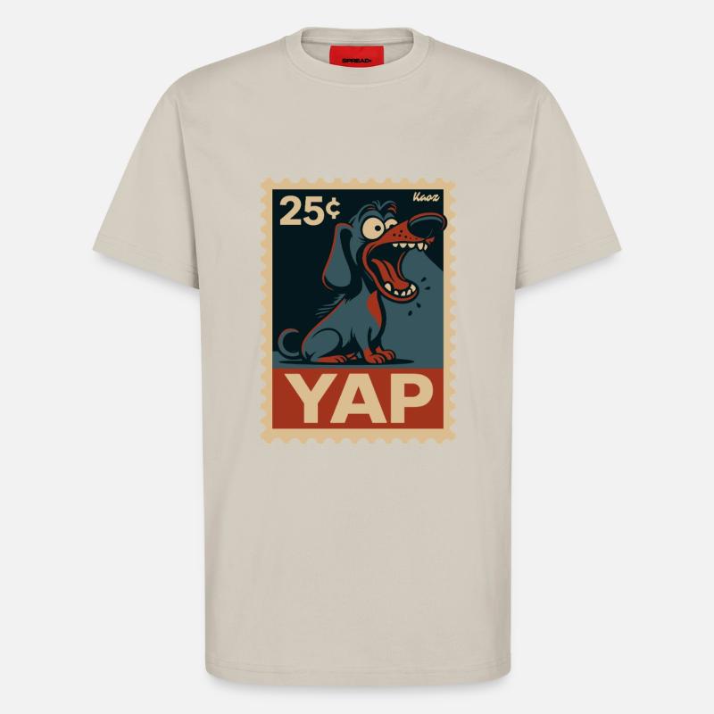 Comic-Dackel auf Briefmarke - T-Shirt - made by SPREAD - WARM CLAY