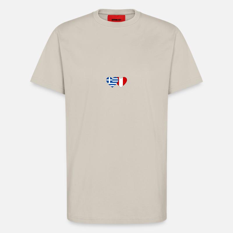 Grèce Pérou Drapeau du Cœur - T-shirt bio décontracté fabriqué en UE - WARM CLAY