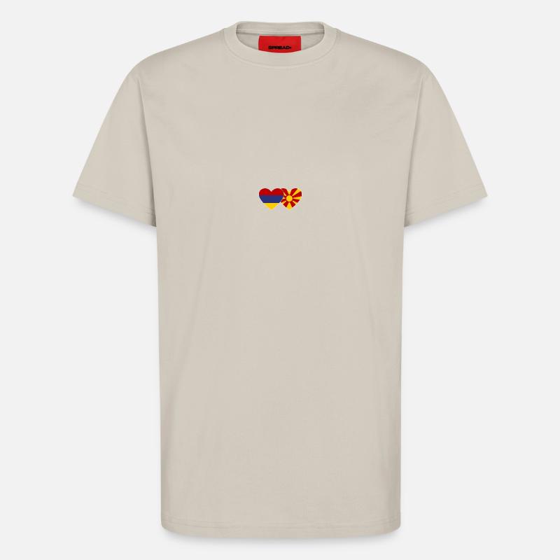 Arménie Macédoine Drapeau Coeur - T-shirt bio décontracté fabriqué en UE - WARM CLAY