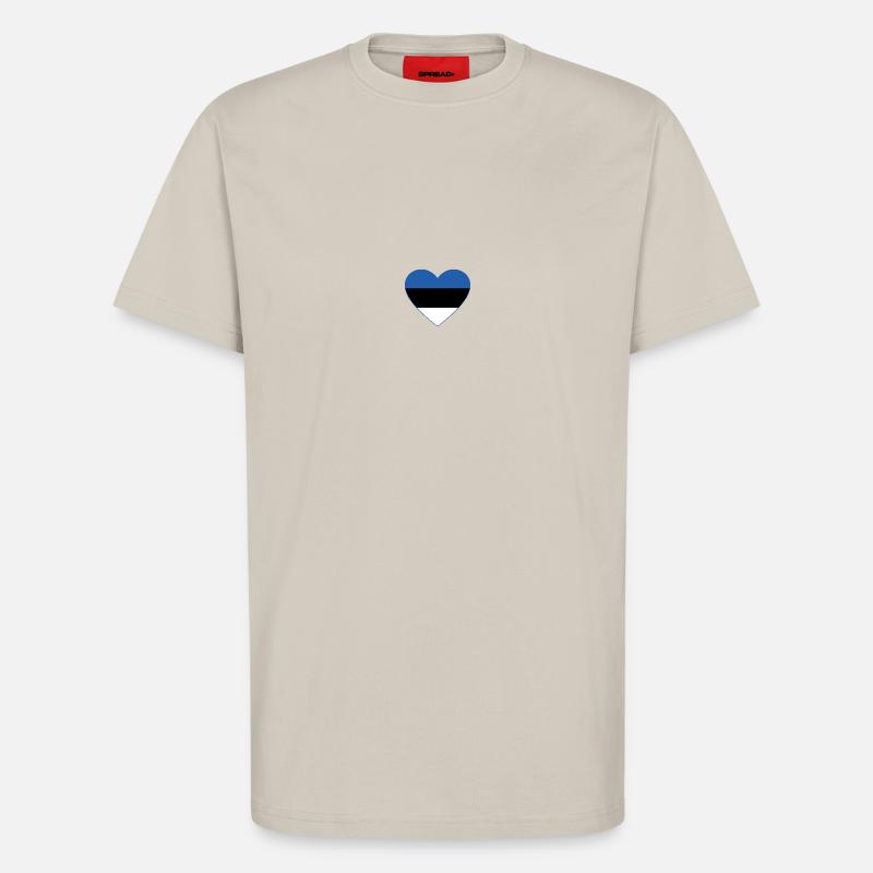 Cœur de drapeau de l’Estonie - T-shirt bio décontracté fabriqué en UE - WARM CLAY