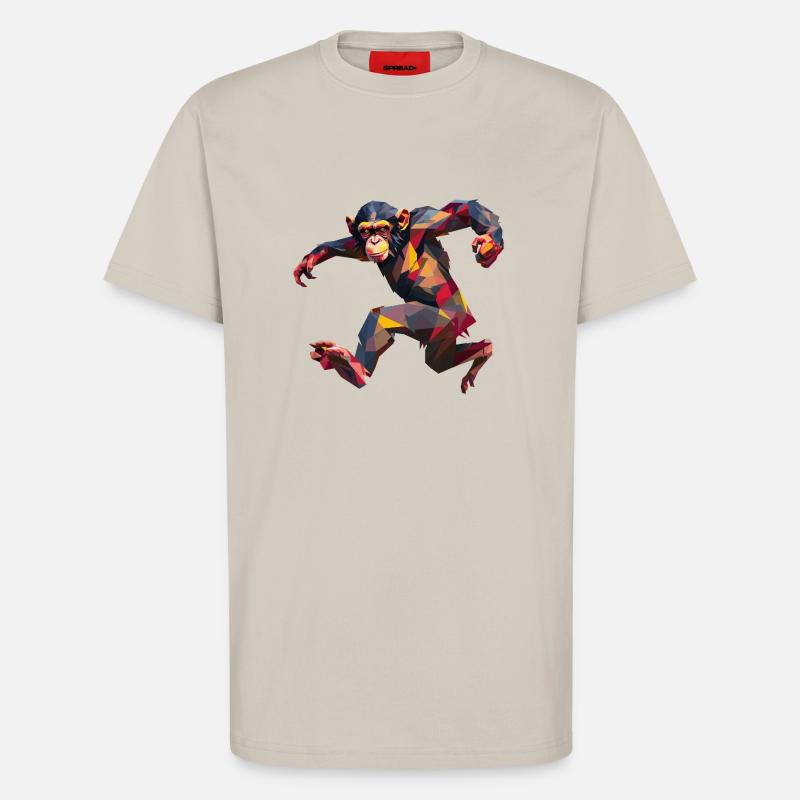 Low Poly Schimpanse Sprint Logo Design - T-Shirt - made by SPREAD - WARM CLAY