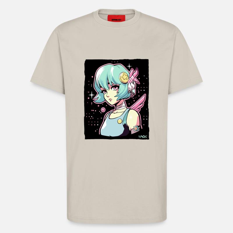 Coole Anime Sci-Fi-Cyborg-Mädchen - T-Shirt - made by SPREAD - WARM CLAY