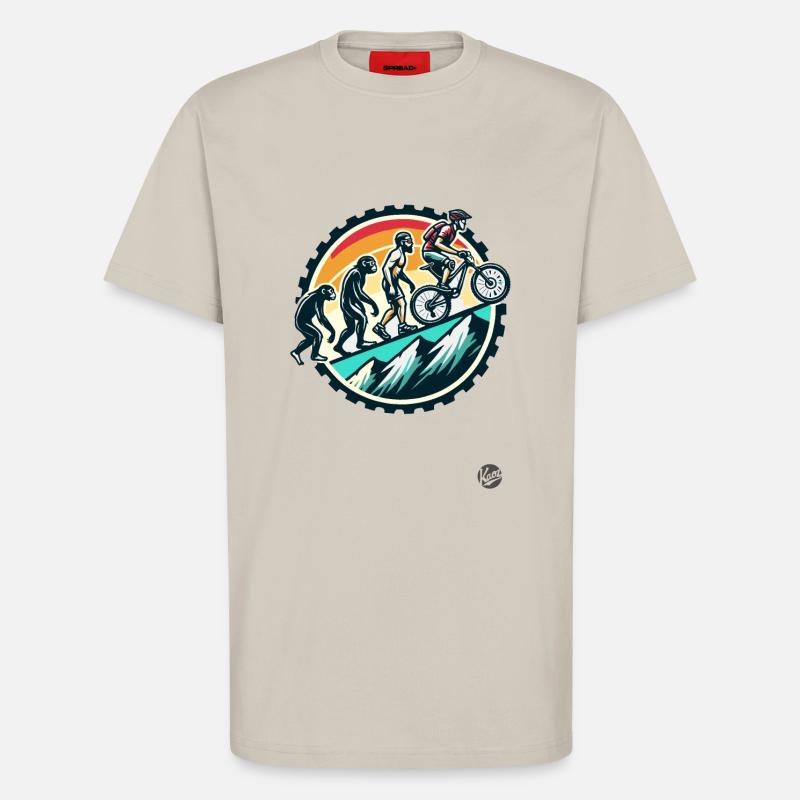 Evolution des Mountainbiker, Mountainbike - T-Shirt - made by SPREAD - WARM CLAY
