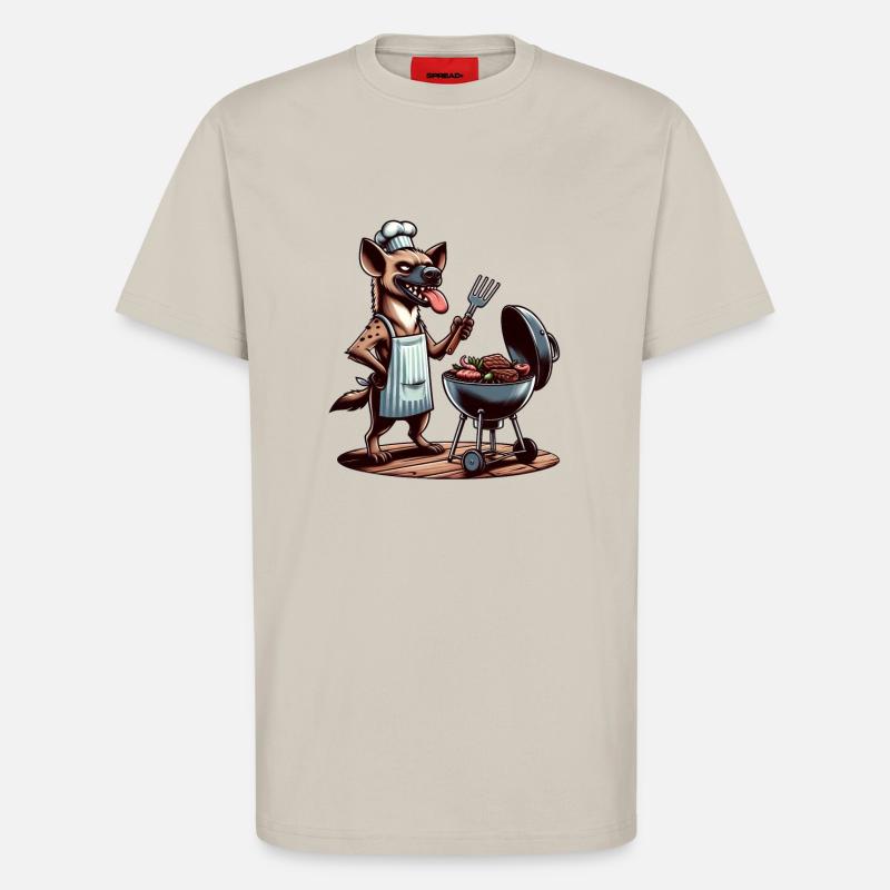Hyäne als Grillchef im Sommer - T-Shirt - made by SPREAD - WARM CLAY