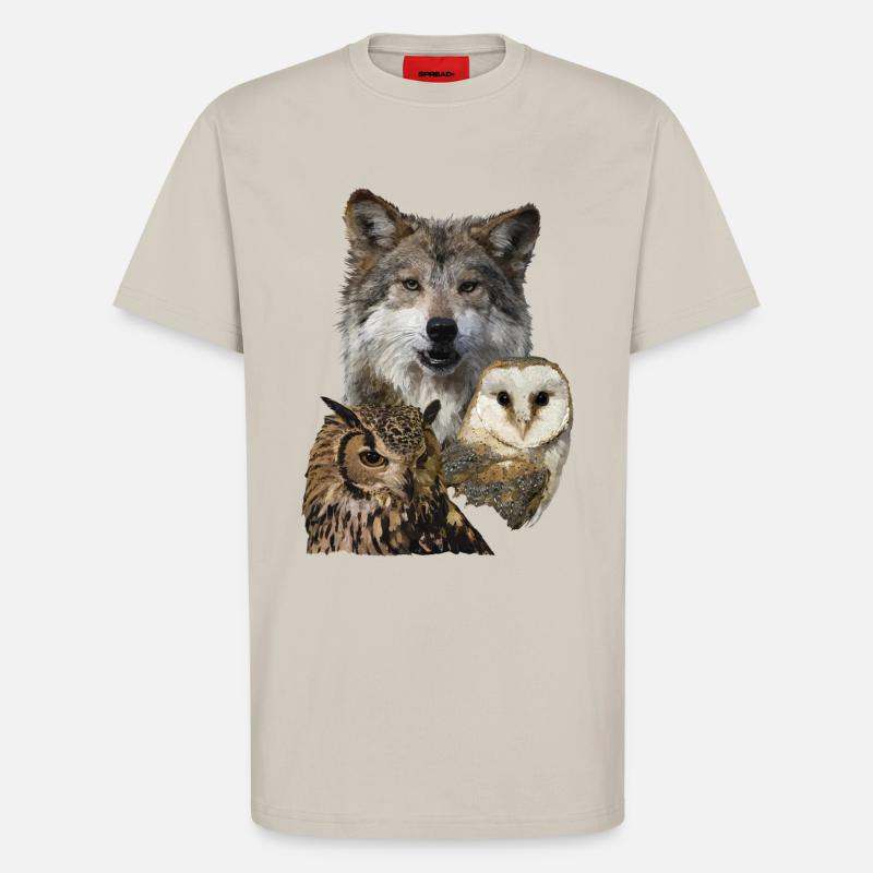 Wolf und Eulen - T-Shirt - made by SPREAD - WARM CLAY