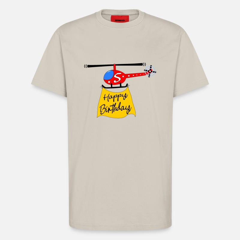 Hélicoptère Joyeux anniversaire 5 - T-shirt bio décontracté fabriqué en UE - WARM CLAY