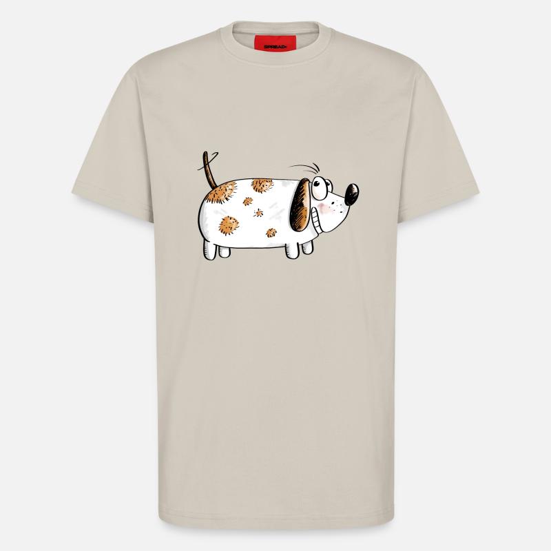 Dicker Lustiger Hund - Hunde Comic - T-Shirt - made by SPREAD - WARM CLAY