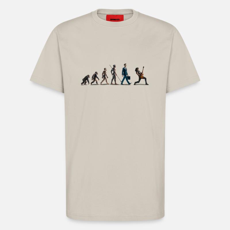 Evolution Guitariste - T-shirt bio décontracté fabriqué en UE - WARM CLAY