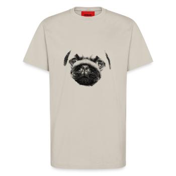 Chiot carlin - T-shirt bio décontracté fabriqué en UE - WARM CLAY - Devant - Alina (178cm) & Michal (187cm)