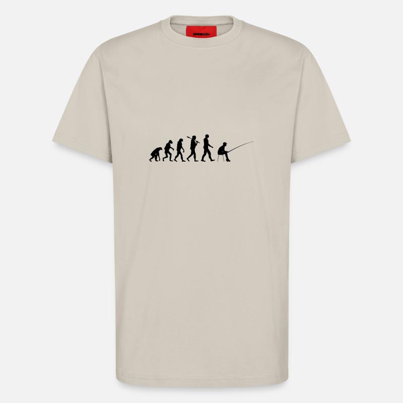 Evolution pêcheurs cadeau de pêche - T-shirt bio décontracté fabriqué en UE - WARM CLAY
