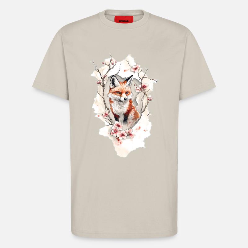 Fuchs Kirschblüten - T-Shirt - made by SPREAD - WARM CLAY