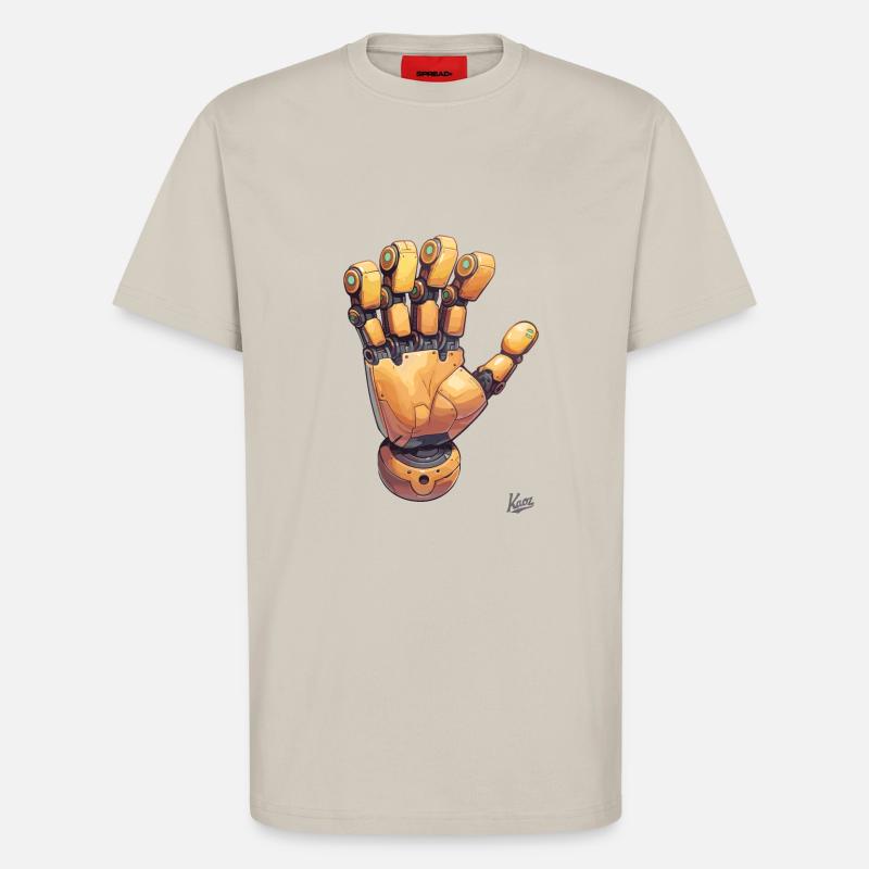 Cyborg et main robot - T-shirt bio décontracté fabriqué en UE - WARM CLAY