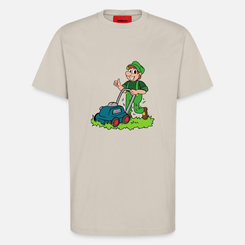Gärtner mit Rasenmäher - T-Shirt - made by SPREAD - WARM CLAY