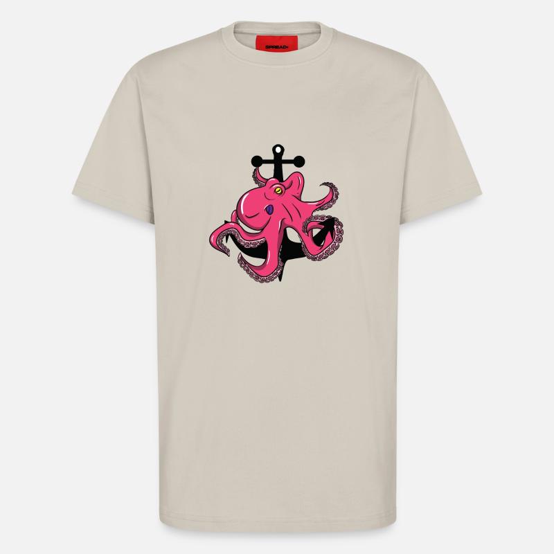 Octopus - octopus - ancre - T-shirt bio décontracté fabriqué en UE - WARM CLAY