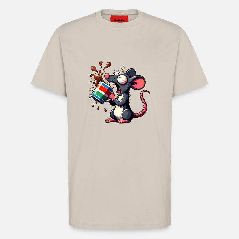 Mouse with coffee caffeine shock - T-Shirt - made by SPREAD - WARM CLAY