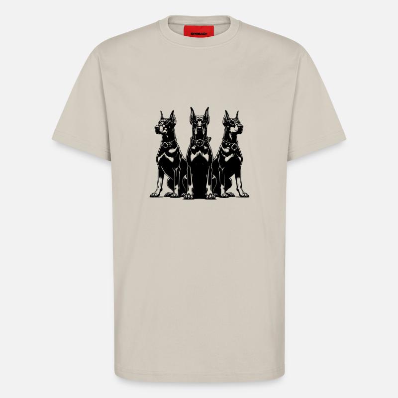 Drei wachsame Dobermänner Hunde - T-Shirt - made by SPREAD - WARM CLAY