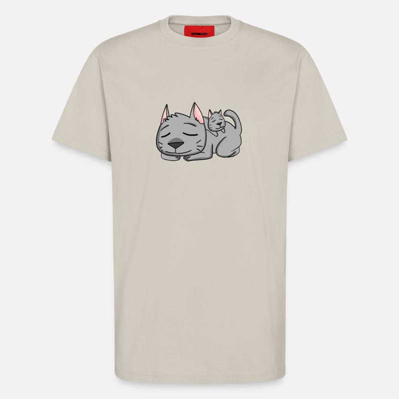 Chat avec bébé chat - T-shirt bio décontracté fabriqué en UE - WARM CLAY