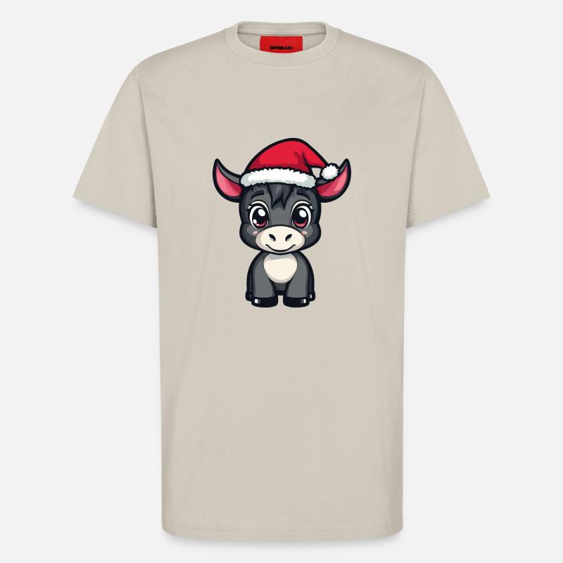 Âne Noël Mignon - T-shirt bio décontracté fabriqué en UE - WARM CLAY