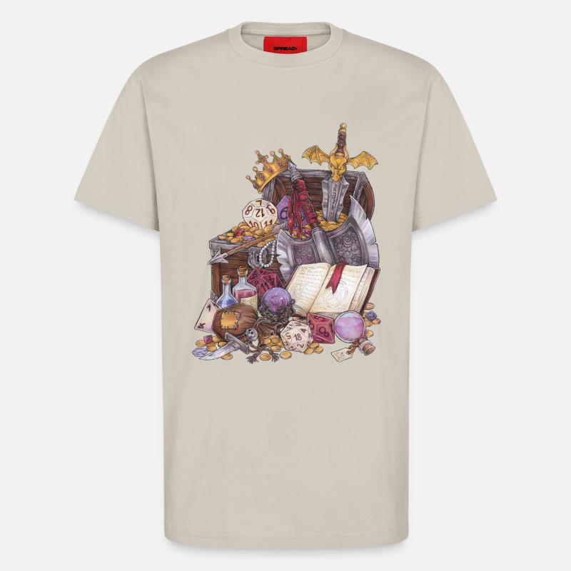 Coffre au trésor dans un donjon avec épée Magic Fantasy - T-shirt bio décontracté fabriqué en UE - WARM CLAY