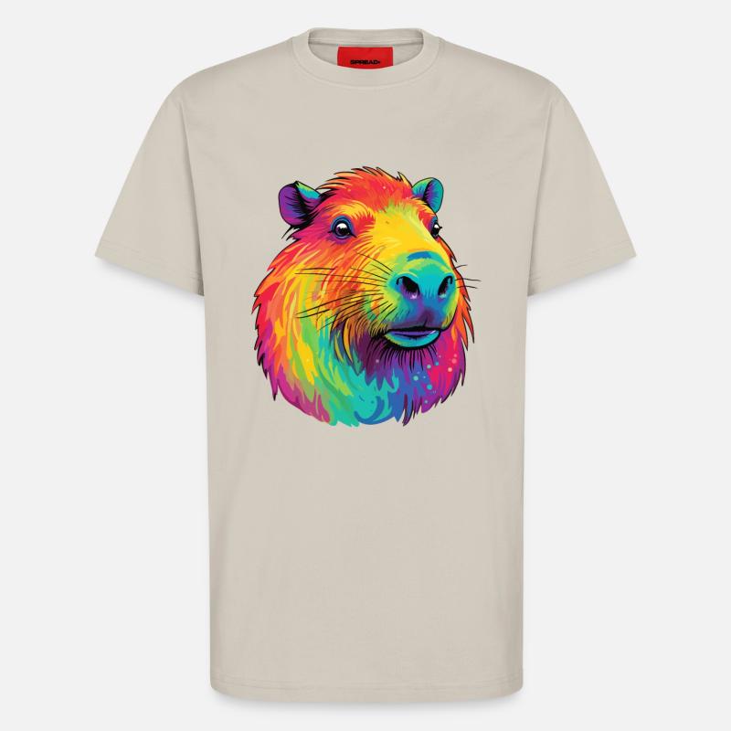 Capybara Low Rainbow Design - T-shirt bio décontracté fabriqué en UE - WARM CLAY