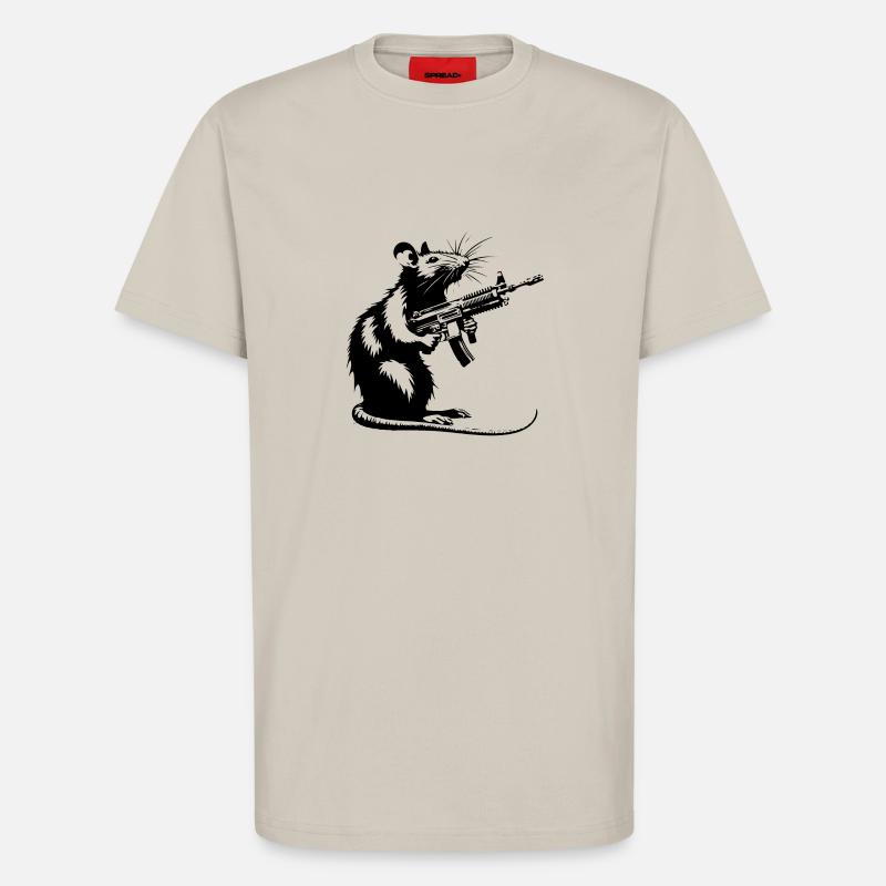 Ratte mit Maschinengewehr - T-Shirt - made by SPREAD - WARM CLAY