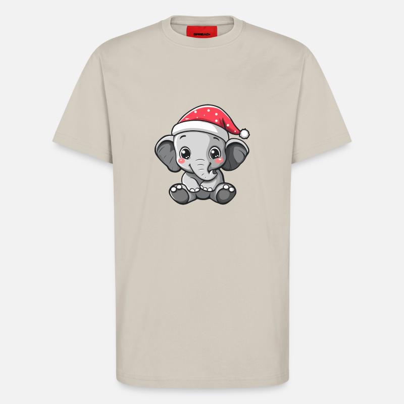 Éléphant Noël Noël - T-shirt bio décontracté fabriqué en UE - WARM CLAY