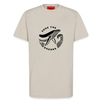 Save the Oceans - Rettet die Meere - T-Shirt - made by SPREAD - WARM CLAY - Vorne - Alina (178cm) & Michal (187cm)