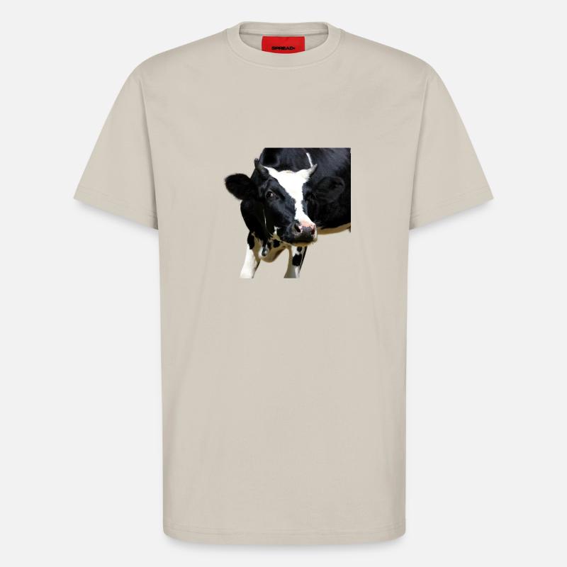 Drôle d’agriculteurs de têtes de vache de vache - T-shirt bio décontracté fabriqué en UE - WARM CLAY