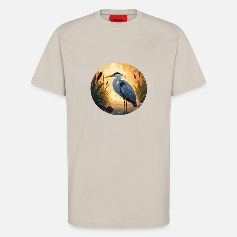 Blauer Reiher von Backlight - T-Shirt - made by SPREAD - WARM CLAY