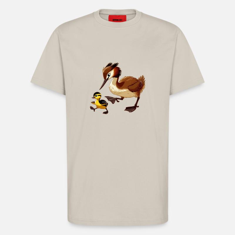 Great Crested Grebe with young - T-Shirt - made by SPREAD - WARM CLAY