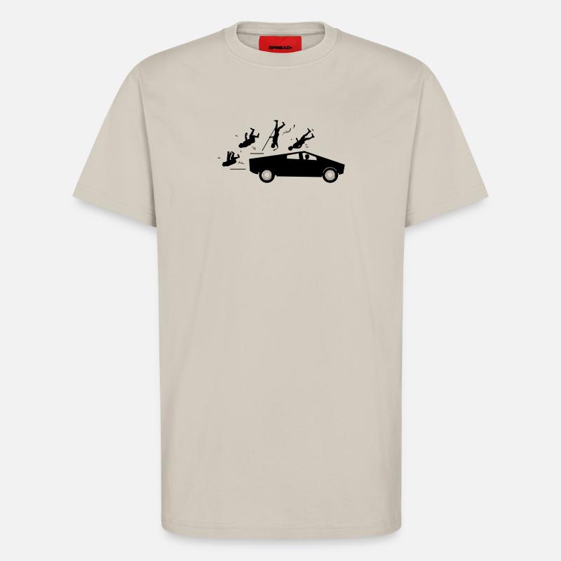 Evolution Unfall Tesla Cybertruck von Musk - T-Shirt - made by SPREAD - WARM CLAY