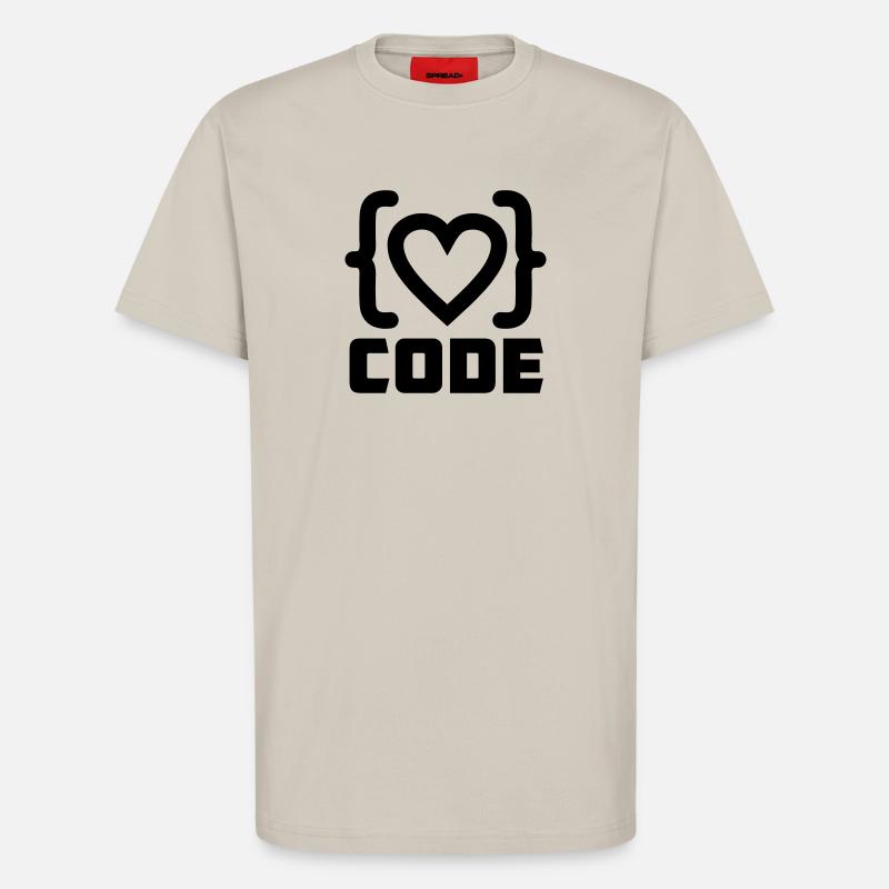 Herzprogrammierer Code Logo mit Text CODE - T-Shirt - made by SPREAD - WARM CLAY