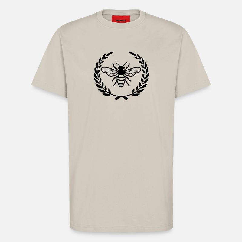 Abeille en couronne de laurier - T-shirt bio décontracté fabriqué en UE - WARM CLAY
